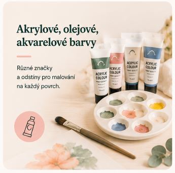 Akrylové, olejové a akvarelové barvy